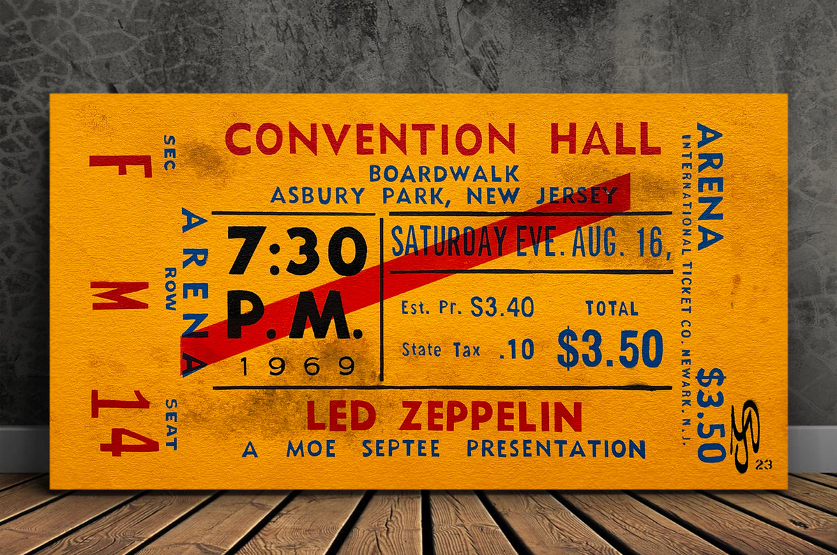 Led Zeppelin Vintage Concert Ticket original painting by Marco