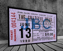 The Grateful Dead Vintage Concert Ticket