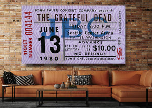 The Grateful Dead Vintage Concert Ticket