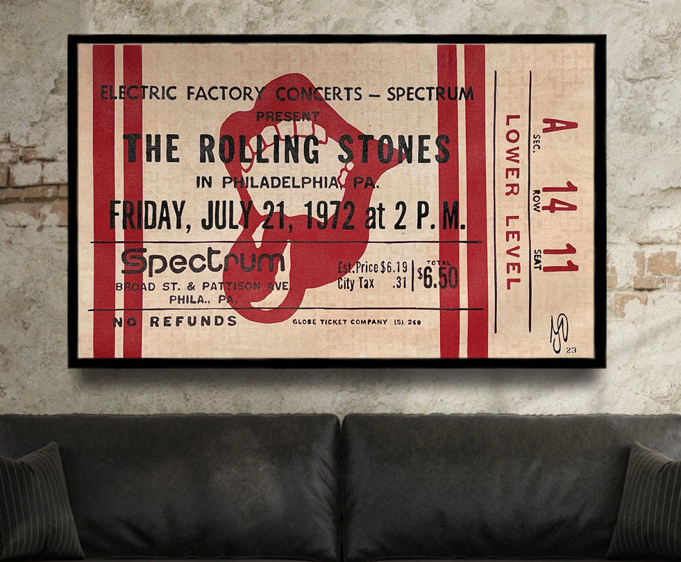 洋楽 The Rolling Stones Rock's Hottest Ticket The Rolling Stones Vintage Concert Ticket by Marco Sacchi Art