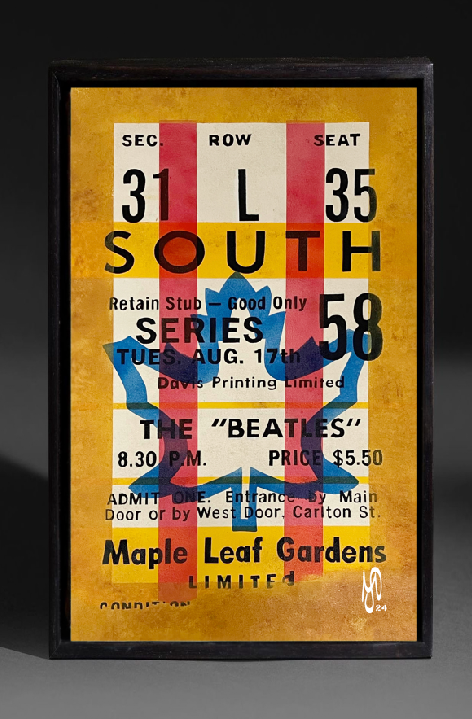 The Beatles Painting of Vintage Concert Ticket