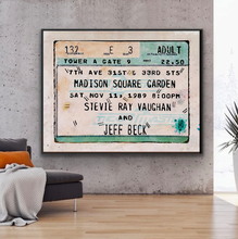 Stevie Ray Vaughan and Jeff Beck Vintage Concert Ticket original painting by Marco Sacchi Art