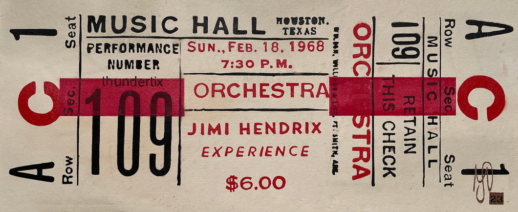 Jimi Hendrix Vintage Concert Ticket Original Painting By Marco Sacchi Art